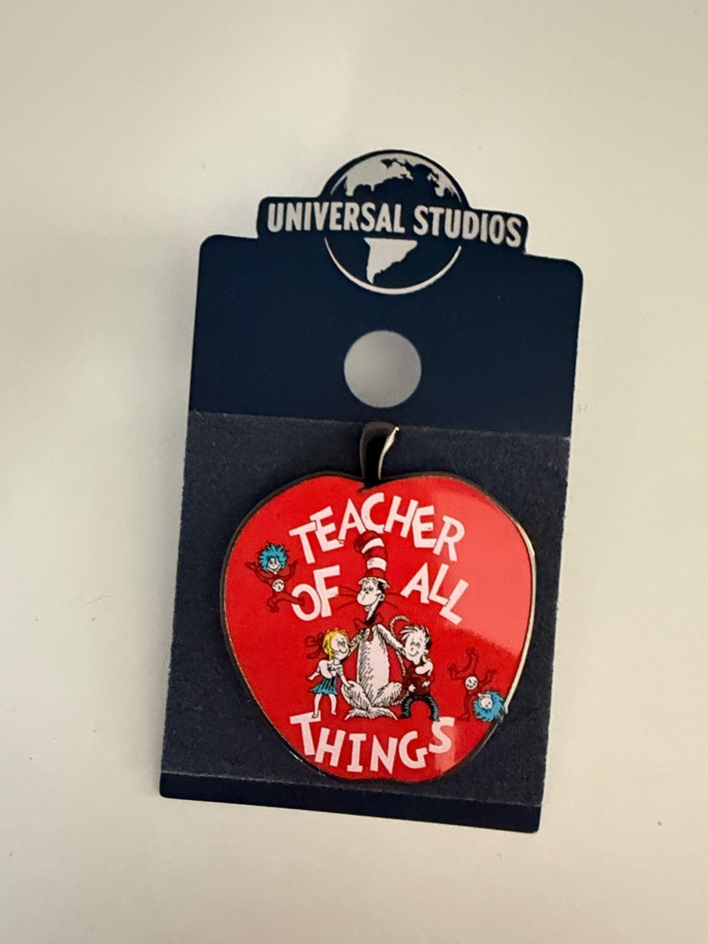 Universal Studios Red "Teacher of All Things" Apple Charm pin